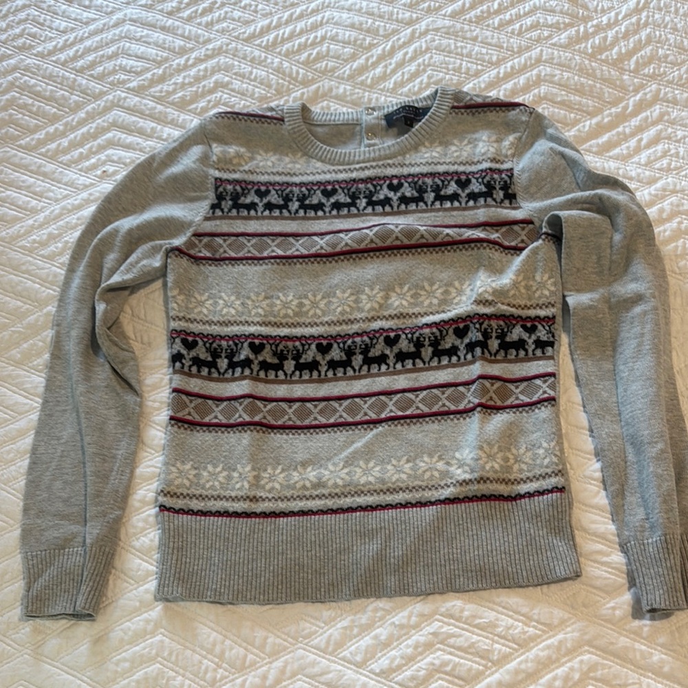 Ted Baker London Gray and Black Crewneck Sweater